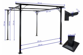 Pergola so sťahovacou strechou 3x3m WH9976 Dekorhome