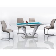 Jedálenský stôl rozkladací 160/220 PERAK biela lesk / oceľ