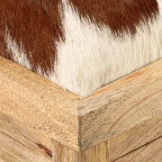 Úložná lavice pravá koža / drevo Dekorhome