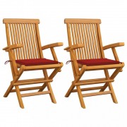Záhradná stolička 2 ks teak / látka Dekorhome