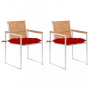 Záhradná stolička 2 ks teak / látka Dekorhome