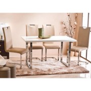 Jedálenský stôl TALOS biela lesk / chróm