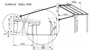 Hliníková pergola 500 cm antracit / polykarbonát Dekorhome