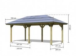 Drevený prístrešok / carport 338x592 cm Dekorhome