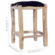 Barová stolička pravá koža / drevo Dekorhome