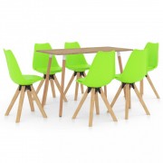 Jedálenský set 6 + 1 buk / umelá koža / plast Dekorhome