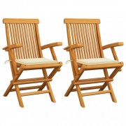 Záhradná stolička 2 ks teak / látka Dekorhome