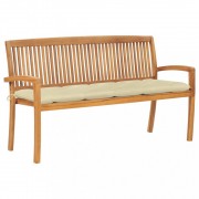 Záhradná lavica teak / látka Dekorhome