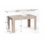 Jedálenský stôl rozkladací 140/180 ADMIRAL dub sonoma