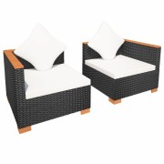 Záhradný pohovka čierna / krémová / hnedá Dekorhome