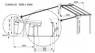 Hliníková pergola 300 cm antracit / polykarbonát Dekorhome