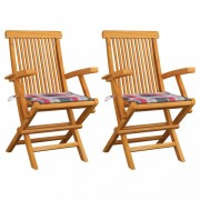 Záhradná stolička 2 ks teak / látka Dekorhome