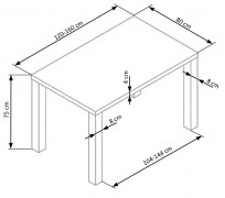 Jedálenský stôl rozkladací 120/160 RONALD biely