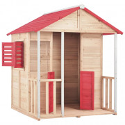 Detský drevený domček prírodná / červená Dekorhome