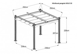 Hliníková pergola so zaťahovacou strechou 2,92 x 2,92 m Dekorhome