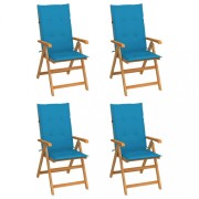 Záhradná stolička 4 ks teak / látka Dekorhome