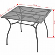 Záhradný jedálenský stôl 90x90 cm antracit oceľové pletivo