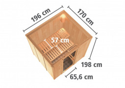 Interiérová fínska sauna 196 x 170 cm Dekorhome