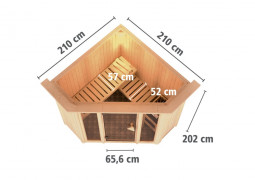 Interiérová fínska sauna 210 x 210 cm Dekorhome