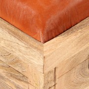 Úložná lavice pravá koža / drevo Dekorhome