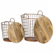 Odkladací stolík 2ks mangovníkové drevo / oceľ Dekorhome