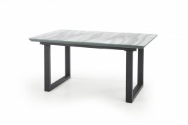 Rozkladací jedálenský stôl MARLEY biely mramor / čierna
