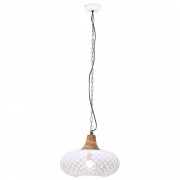 Závesná lampa železo / masívne drevo 40 cm Dekorhome