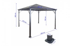 Pergola s bočnou stenou a moskytiérou 3x3m WH8401 Dekorhome