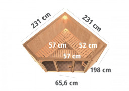 Interiérová fínska sauna 245 x 245 cm Dekorhome