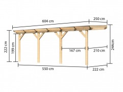 Drevená pergola CLASSIC 1C 604x250 cm Dekorhome