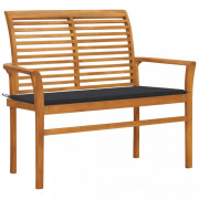 Záhradná lavica s poduškou 112 cm masívny teak Dekorhome