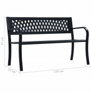 Záhradná oceľová lavička 125 cm čierna