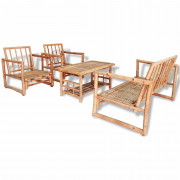 Záhradný set bambus / krémovo biela Dekorhome