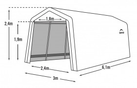 Plachtová garáž 3 x 6,1 m sivá Dekorhome