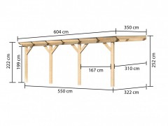 Drevená pergola CLASSIC 3C 604x350 cm Dekorhome