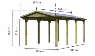 Drevený prístrešok / carport 297x660 cm Dekorhome