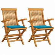 Záhradná stolička 2 ks teak / látka Dekorhome