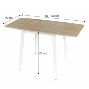 Jedálenský stôl rozkladací 60/120 MAURO dub sonoma / biela