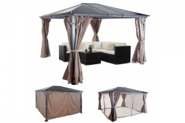 Pergola s bočnou stenou a moskytiérou 3x3,6m WH8403 Dekorhome