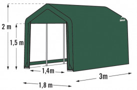 Plachtový prístrešok 1,8 x 3 m zelená Dekorhome