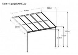 Hliníková pergola 3,12 x 3 m antracit / polykarbonát Dekorhome