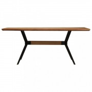 Jedálenský stôl a lavice hnedá / čierna Dekorhome