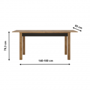 Rozkladací jedálenský stôl LUCITA HAVT02 dub lefkas tmavý / čierna