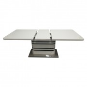 Jedálenský rozkladací stôl TUBAL biela vysoky lesk HG / čierne pásky