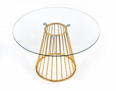 Jedálenský stôl LIVERPOOL sklo / zlatá