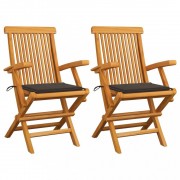 Záhradná stolička 2 ks teak / látka Dekorhome