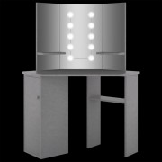 Rohový toaletný stolík s LED Dekorhome