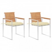 Záhradná stolička 2 ks teak / látka Dekorhome