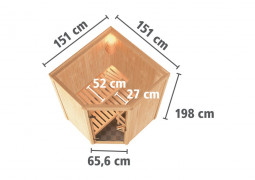 Interiérová fínska sauna 151 x 151 cm Dekorhome