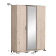 Vešiaková 3-dverová skriňa so zrkadlom GRAPHIC dub arizona / sivá